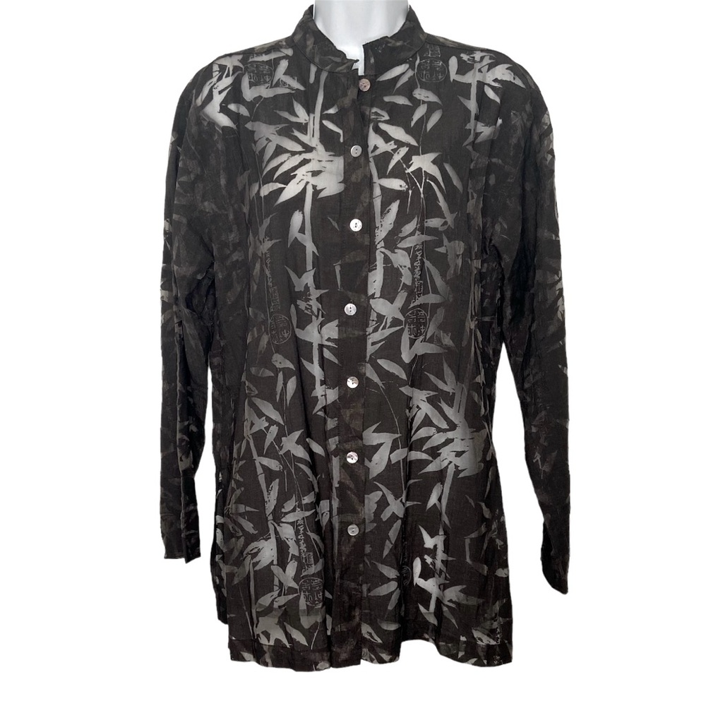 Chico’s Sheer Oriental Button Up Top NWT